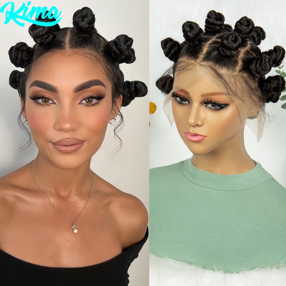 Synthetic Braided Wigs For Black Women - Full Lace Handmade Bantu Braided Wigs