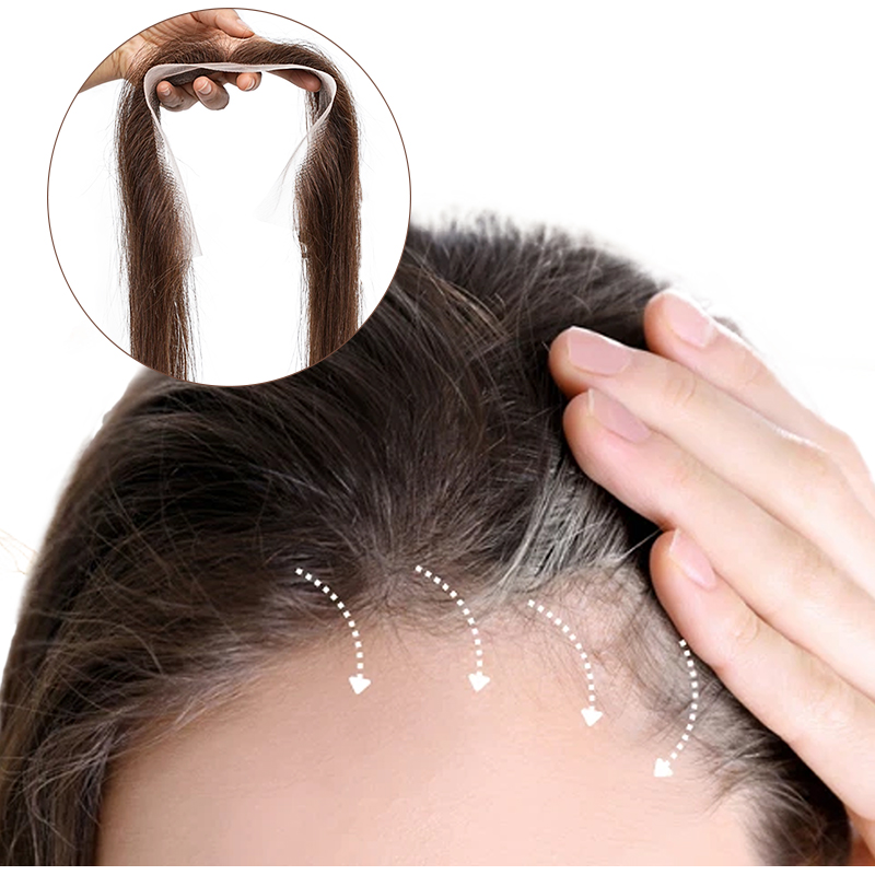Invisible Tape In Extensions Real Hair - 2X13Inch Lace No Clip Fish Line