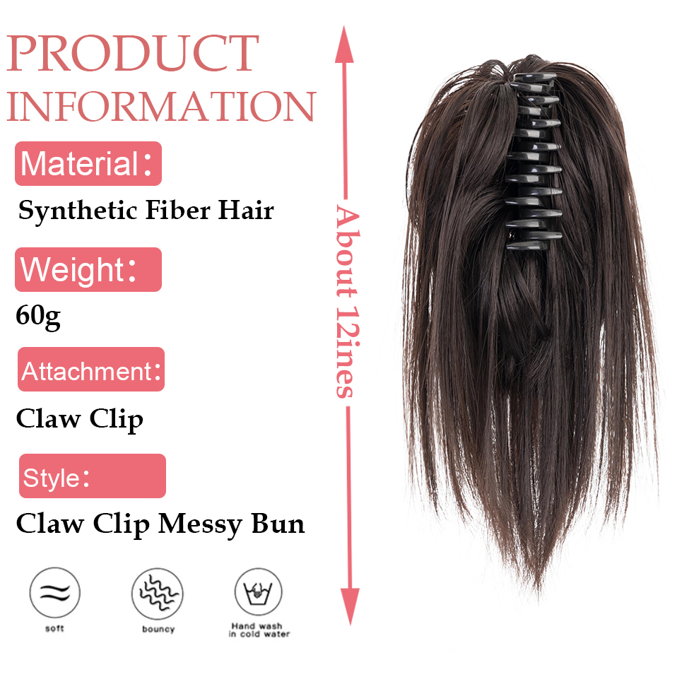 Snoilite Synthetic Straight Cl - Claw Clip Messy Bun Hair Piece review and price