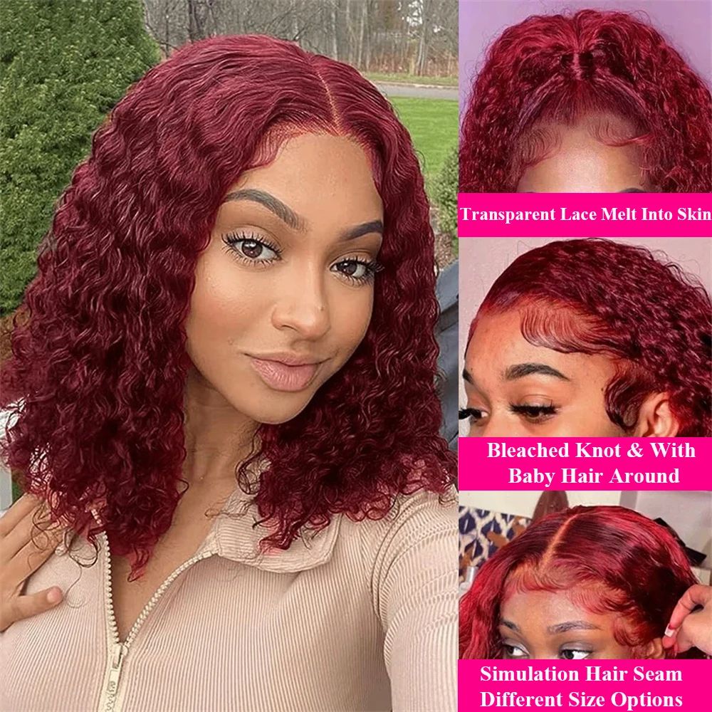 Burgundy 99J Deep Wave Short B - Glueless Wear And Go Human Hair Wig review and price