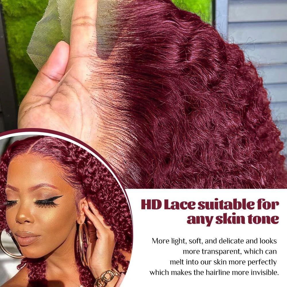 Burgundy 99J Deep Wave Short B - Glueless Wear And Go Human Hair Wig review and price
