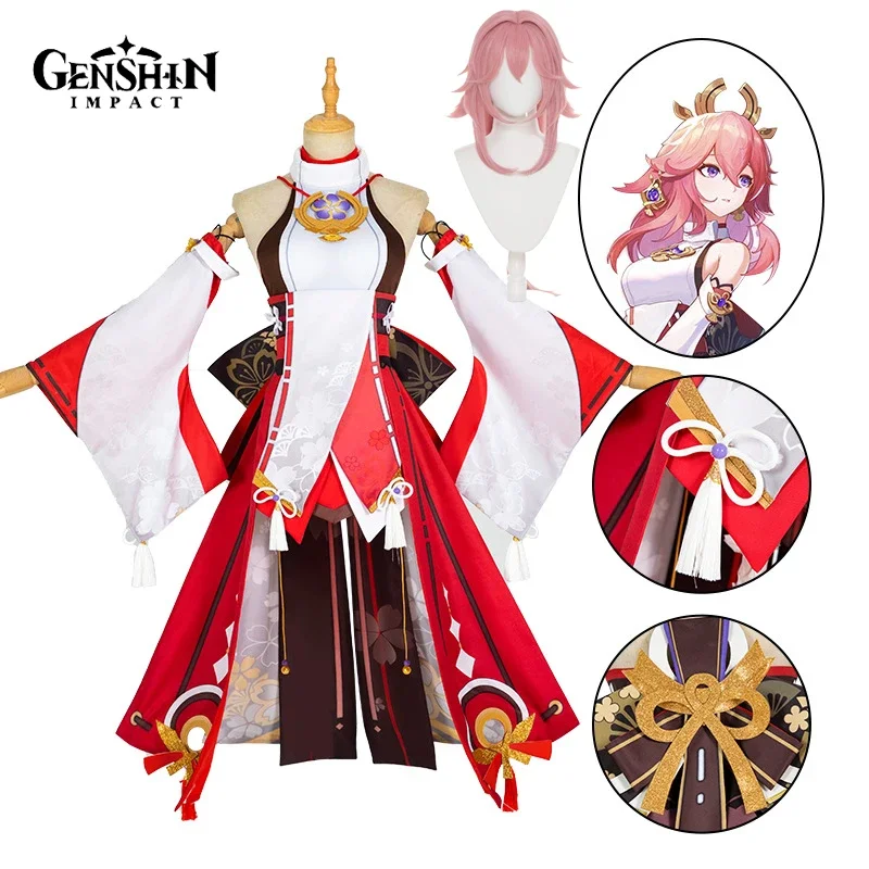 Yae Miko Cosplay Costume Game  - Synthetic Wigs review and price