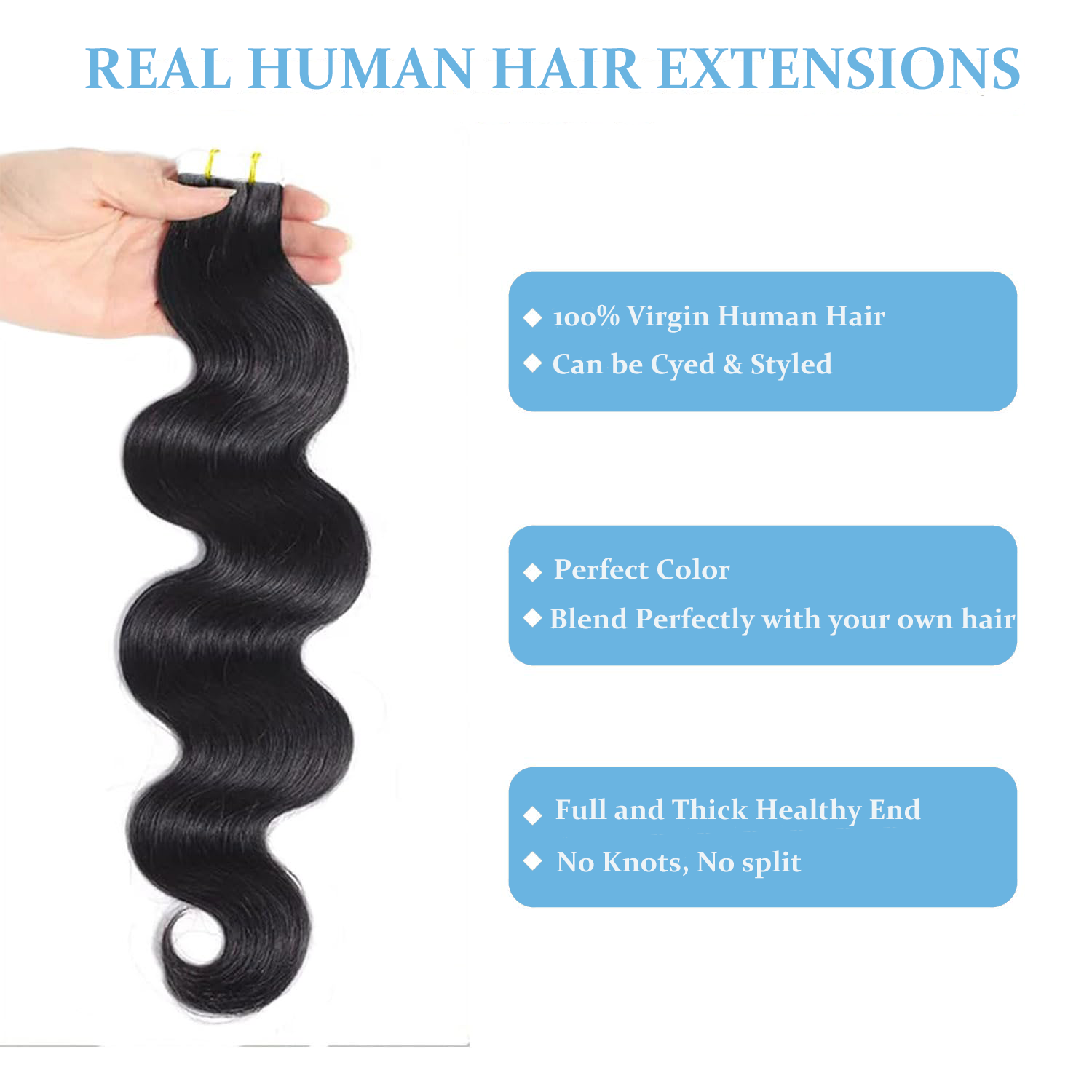 Body Wave Invisible Tape in Ha - Invisible Tape In Extensions Real Hair review and price