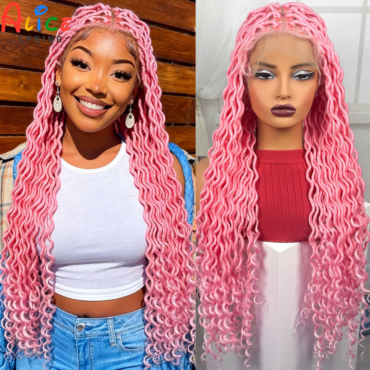 Pink Color Full Lace Braided W - Synthetic Braided Wigs For Black Women review and price