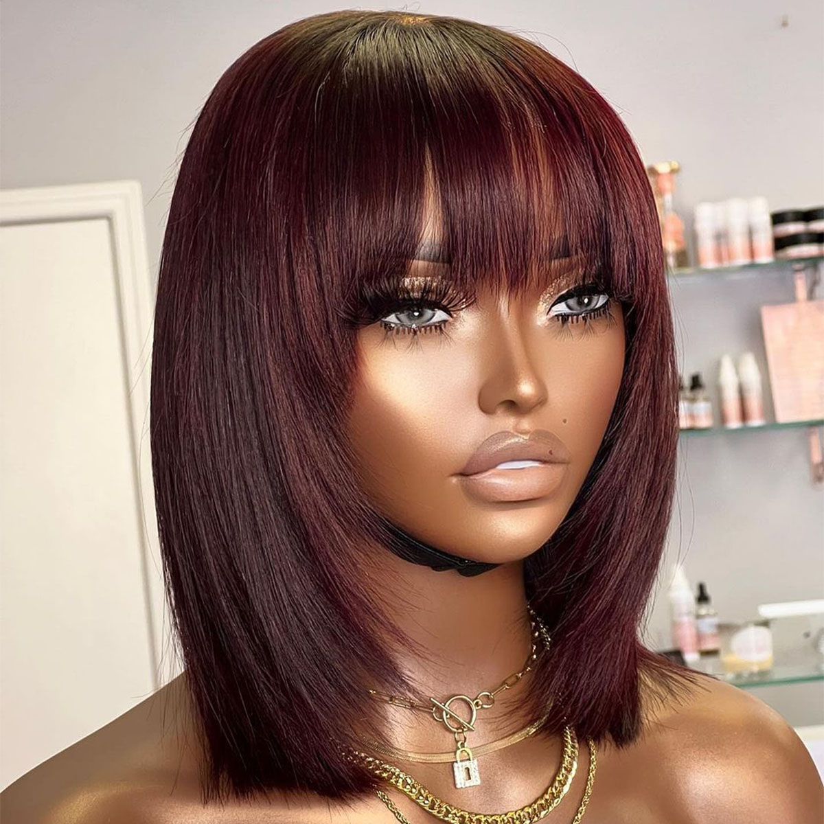Short Bob Wig Layered with Ban - Lace Front Wigs review and price